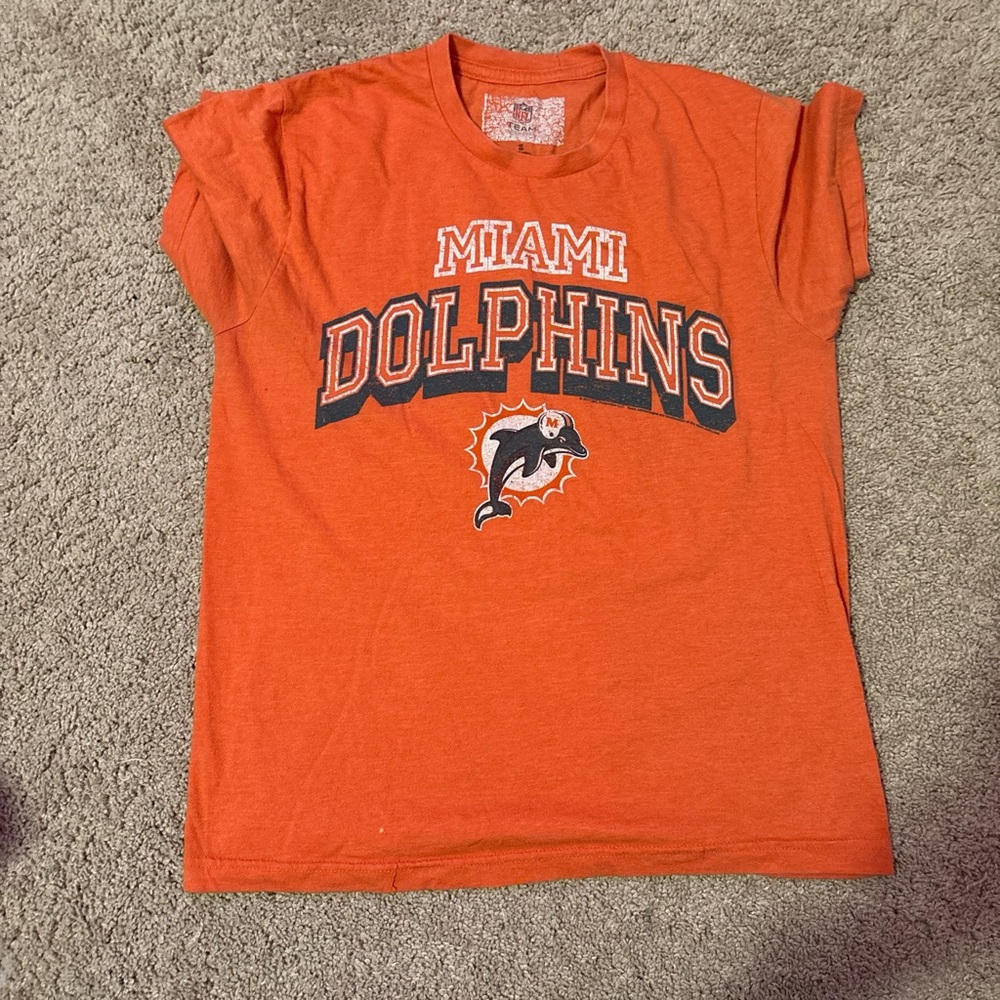 Orange and white Miami Dolphins cotton t-shirt